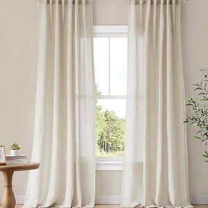 Nicetown 55" x 71" Off-White Back Tab Linen-Blend Curtains
